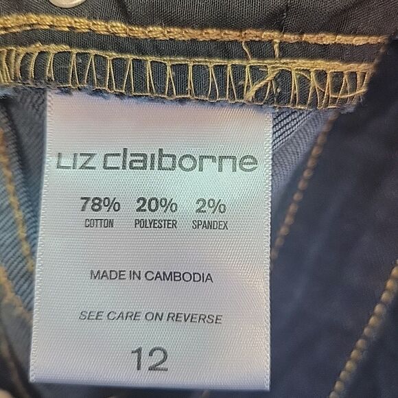 Liz Claiborne Womens Jeans Size 12 City Fit Skinny Leg Dark Blue 34x30.5 - Picture 8 of 8